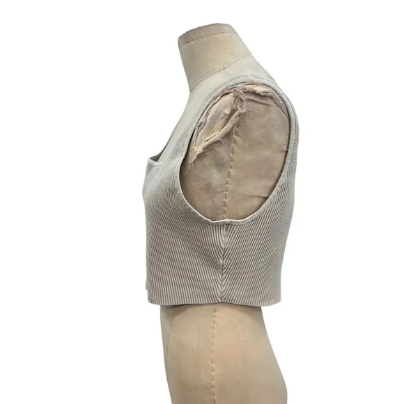 Aritzia Babaton Sculpt Knit Cropped Tank Top Squareneck‎ Gray Plus Size 1X - Picture 5 of 9